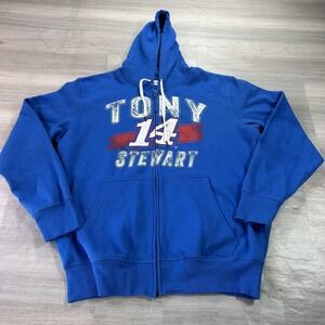 Tony Stewart Zip Up Hoodie Sweatshirt Mens XL Blue NASCAR Racing VF Imagewear 14